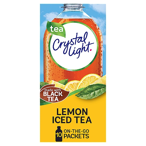Crystal Light Lemon Iced Tea Drink Mix, 0.07 oz, 10 count
90% Fewer Calories than Leading Beverages*
*Per 16 fl oz beverage, this product 5 calories; leading beverage 130 calories.

Have a Glass!
Crystal Light Drink Mix lets you add flavor to your life with just 5 calories per serving

All the flavor, only 5 calories ...it's just the way you like it.