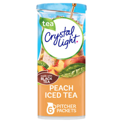 Crystal Light Peach Iced Tea Artificially Flavored Powdered Drink Mix, 6 ct Pitcher Packets, 1.5 Ounce