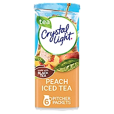 Crystal Light Peach Iced Tea Artificially Flavored Powdered Drink Mix, 6 ct Pitcher Packets, 1.5 Ounce