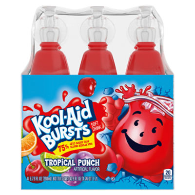 KoolAid Bursts Tropical Punch Soft Drink, 6.75 fl oz, 6 count Price Rite