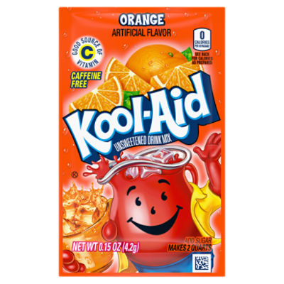 Kool-Aid Unsweetened Orange Drink Mix, 0.15 oz Packet