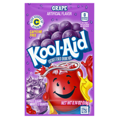 Kool-Aid Unsweetened Grape Drink Mix, 0.14 oz Packet, 0.14 Ounce