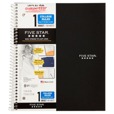 Five Star 1 Subject College Ruled Notebook