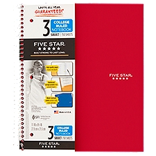 Five Star 3 Subject College Ruled Notebook, 1 Each