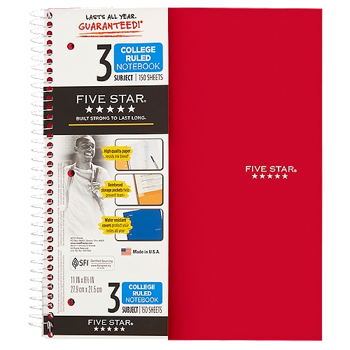 Five Star 3 Subject College Ruled Notebook