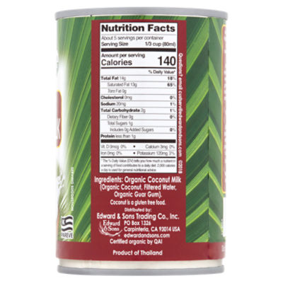 Organic Coconut Milk Nutrition Facts Home Alqu