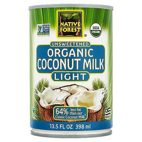 64% less fat than our Classic Coconut Milk.*n* Comparison of Organic Coconut MilknPer 1/3 cup: Light: Calories 45; Total fat 5g; Saturated fat 4gnPer 1/3 cup: Classic: Calories 140; Total fat 14g; Saturated fat 13gnnIn a fertile Thailand valley surrounded by pristine highlands, hundreds of acres of certified organic coconut palm trees flourish. Their organic stewardship enhances biodiversity and nurtures the overall ecology of the region.nnWe press the meat of fresh organic coconuts to yield an oil-rich extract, which we mix with filtered water and a tiny amount (<1%) of organic guar gum from the guar plant. A staple of many Asian and Caribbean cuisines, coconut milk lends rich and creamy goodness to soups, curries, sauces, desserts and beverages.