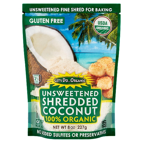 On the fertile island nation of Sri Lanka, dedicated farmers tend hundreds of acres of organic coconut palms. Their organic practices enhance biodiversity, conserve water and nurture the ecology of the region. To create Let's Do...Organic® Shredded Coconut, the rich, white meat of fresh organic coconuts is manually separated from their shells and cut to a fine shred. Slow and careful drying is the final step. No sweeteners, preservatives or whiteners are added.nSuitable for vegan, gluten free, Paleo and many other special diets, Let's Do...Organic Unsweetened Shredded Coconut may be enjoyed by almost anyone. It is a delicious and versatile ingredient, sure to become a favorite of healthy home-bakers everywhere.nnConvenience without compromise®