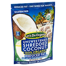 Let's Do Organic Reduced Fat Unsweetened Shredded Coconut, 8.8 oz, 8.8 Ounce