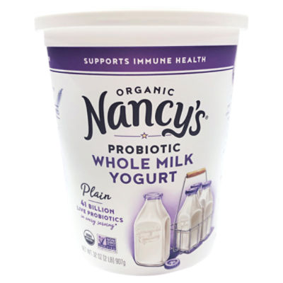 Nancy's Organic Plain Probiotic Whole Milk Yogurt, 32 oz