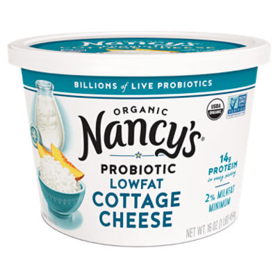 Nancy's Cultured Dairy and Soy Cottage Cheese - Organic - Cultured Lowfat, 16 oz