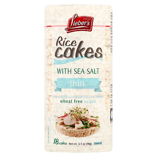 Lieber's Thin Rice Cakes with Sea Salt, 18 count, 3.1 oz