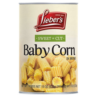 Lieber's Sweet & Cut Baby Corn in Brine, 15 oz