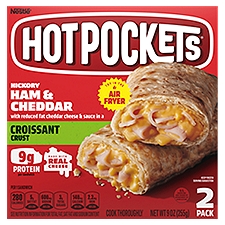 Hot Pockets Hickory Ham & Cheddar Croissant Crust Sandwiches, 2 count, 9 oz, 9 Ounce