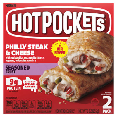 Hot Pockets Philly Steak & Cheese Seasoned Crust Sandwich, 2 count, 9 oz, 9 Ounce