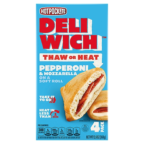 Hotpockets Deliwich Pepperoni & Mozzarella on a Soft Roll Sandwich, 4 count, 12.6 oz
Quality Taste Credentials
Whether you're enjoying your Deliwich™ hot or cold, there are some things you shouldn't compromise on. Tasty bread, quality meats & flavorful cheese. To that, we say...
Check, check and check.
Enjoy one sandwich with a side of fresh fruits or veggies