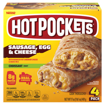 Hot Pockets Sausage, Egg & Cheese Croissant Crust Sandwiches, 4 count, 17 oz