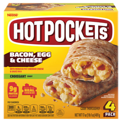 Hot Pockets Bacon, Egg & Cheese Croissant Crust Sandwiches, 4 count, 17 oz