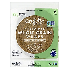 Angelic Bakehouse Spring Kale Spinach 7 Sprouted Whole Grain Wraps, 6 count, 9 oz