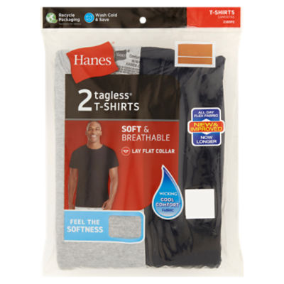 Hanes Men's Tagless T-Shirts comfortsoft Assorted, Large, 2 count