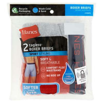 Hanes Sport Styling Tagless Boxer Briefs, M/M, 2 count - ShopRite