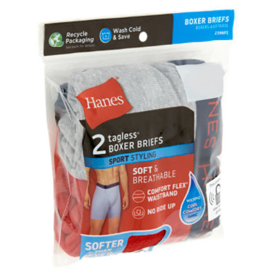 Hanes Sport Styling Tagless Boxer Briefs, M/M, 2 count - ShopRite