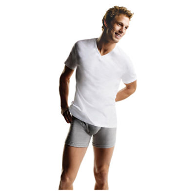 Hanes ComfortSoft White Tagless V-Necks T-Shirts, 3 count - The