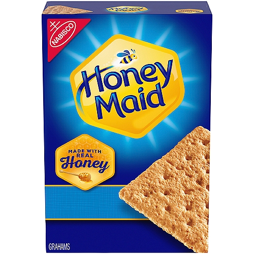 One 14.4 oz box of Honey Maid Honey Graham Crackers
Sweet snacks made with real honey for delicious flavor
Square shaped graham snacks have a crunch in each bite
Enjoy these whole grain crackers as an afternoon snack or stack honey cracker with marshmallows and chocolate for yummy s'mores
Each 31 g serving contains 8 g of whole grain and no high fructose corn syrup