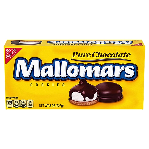 Mallomars Pure Chocolate Cookies, 8 oz
This package contains one 8 oz box of Mallomars Pure Chocolate Cookies.
Mallomars have been spreading joy since 1913. Only available during cool months, these cookies have a round graham cracker base that's topped with a marshmallow and coated in dark chocolate.
Mallomars-lovers wait all year for these ooey, gooey cookies, which are only found September through March. Enjoy them while you can, or stock your freezer so you can satisfy cravings anytime!
These cookies are perfect for lunchboxes, movie nights, afternoon treats, and simple desserts. Both kids and adults love this seasonal sweet!
Each serving of cookies is only 120 calories, with no cholesterol or trans fat.