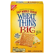 Wheat Thins Big 100% Whole Grain, Snacks, 8 Ounce