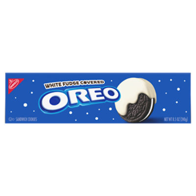 OREO White Fudge Covered Chocolate Sandwich Cookies, Holiday Cookies, 8.5 oz