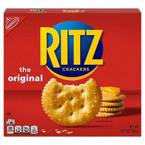 Ritz Crackers are the American classic that's enjoyed around the world. Original flavor Ritz Crackers are flaky and buttery, with a taste that's perfect for pairing, topping, or popping.