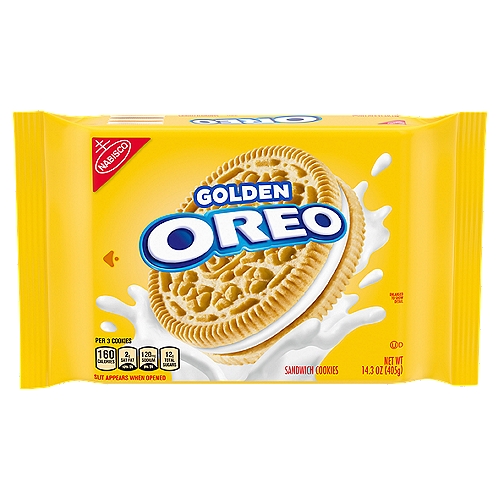 OREO Golden Sandwich Cookies, 14.3 oz
OREO golden cookies filled with original OREO creme
Vanilla cookies are perfectly dunkable
Vanilla sandwich cookies are great for parties, road trips and lunch snacks
Resealable package helps keep snack cookies fresh