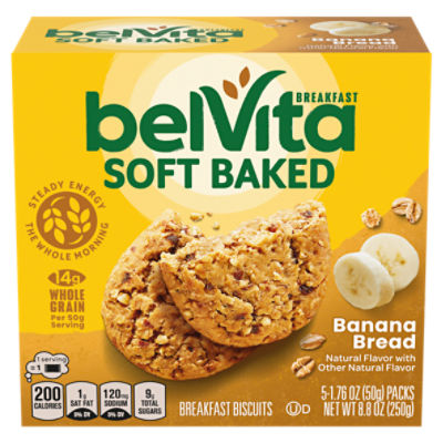 belVita Soft Baked Banana Bread Breakfast Biscuits, 5 Packs (1 Biscuit Per Pack), 8.8 Ounce
