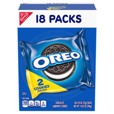 OREO Chocolate Sandwich Cookies, 18 Snack Packs (2 Cookies Per Pack)