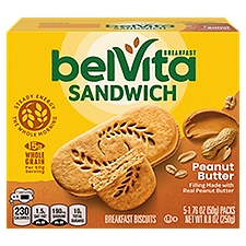 Belvita Sandwich Peanut Butter, Breakfast Biscuits, 8.8 Ounce