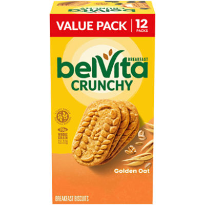 Belvita Crunchy Golden Oat Breakfast Biscuits Value Pack, 1.76 oz, 12 count, 1.32 Pound