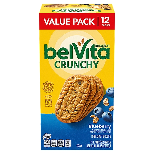Belvita Blueberry Breakfast Biscuits Value Pack, 1.76 oz, 12 count
Belvita Breakfast Biscuits are a nutritious, convenient breakfast choice that are baked with selected wholesome grains and deliver nutritious steady energy all morning long.