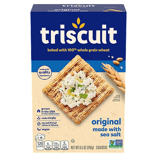 Triscuit Original Crackers, 8.5 oz
Made Simply
Cook the Wheat
Shred and Weave the Wheat Together
Bake to Golden Perfection