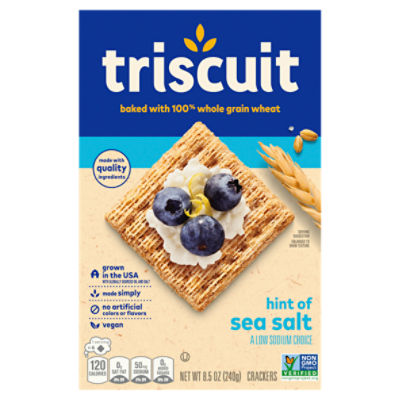 Triscuit Hint of Sea Salt Whole Grain Wheat Crackers, Vegan Crackers, 8.5 oz