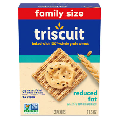 Triscuit Reduced Fat Whole Grain Vegan Crackers, Family Size, 11.5 oz