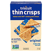 Triscuit Thin Crisps Original Whole Grain Vegan Crackers, 7.1 oz, 7.1 Ounce