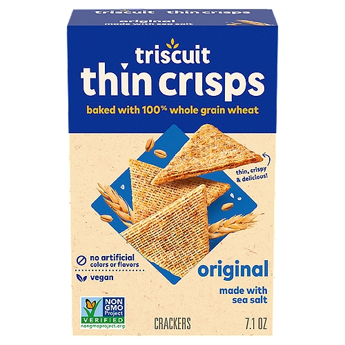 Triscuit Thin Crisps Original Whole Grain Vegan Crackers, 7.1 oz