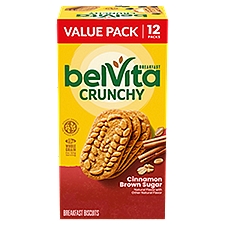 belVita Cinnamon Brown Sugar Breakfast Biscuits, Value Pack, 12 Packs (4 Biscuits Per Pack), 1.32 Pound