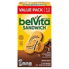 Belvita Sandwich Dark Chocolate Creme Breakfast Biscuits Value Pack, 1.76 oz, 12 count