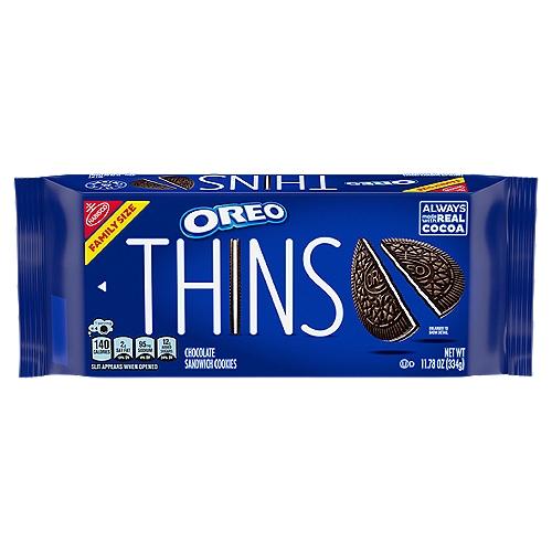 OREO Thins Chocolate Sandwich Cookies, Family Size, 11.78 oz