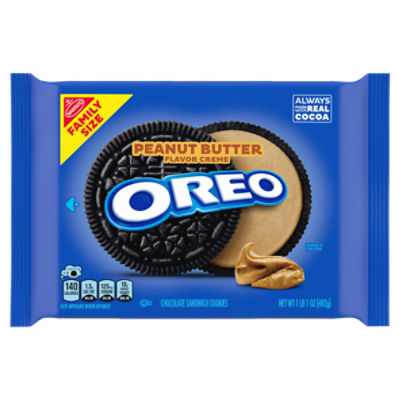 Oreo Peanut Butter Flavor Creme Chocolate Sandwich Cookies Family Size, 1 lb 1 oz