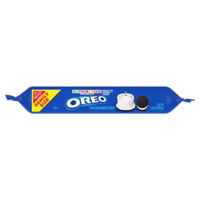 Nabisco Oreo Birthday Cake Flavor Creme Chocolate Sandwich Cookies Family Size, 1 lb 1 oz