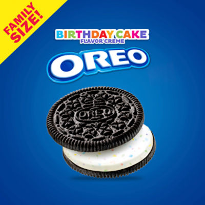 Nabisco Oreo Birthday Cake Flavor Creme Chocolate Sandwich Cookies Family Size, 1 lb 1 oz