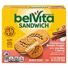 Belvita Cinnamon Brown Sugar with Vanilla Creme Sandwich, Breakfast Biscuits, 8.8 Ounce